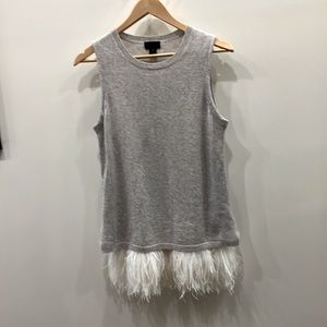 J.Crew Collection Cashmere Top with Feather Trim